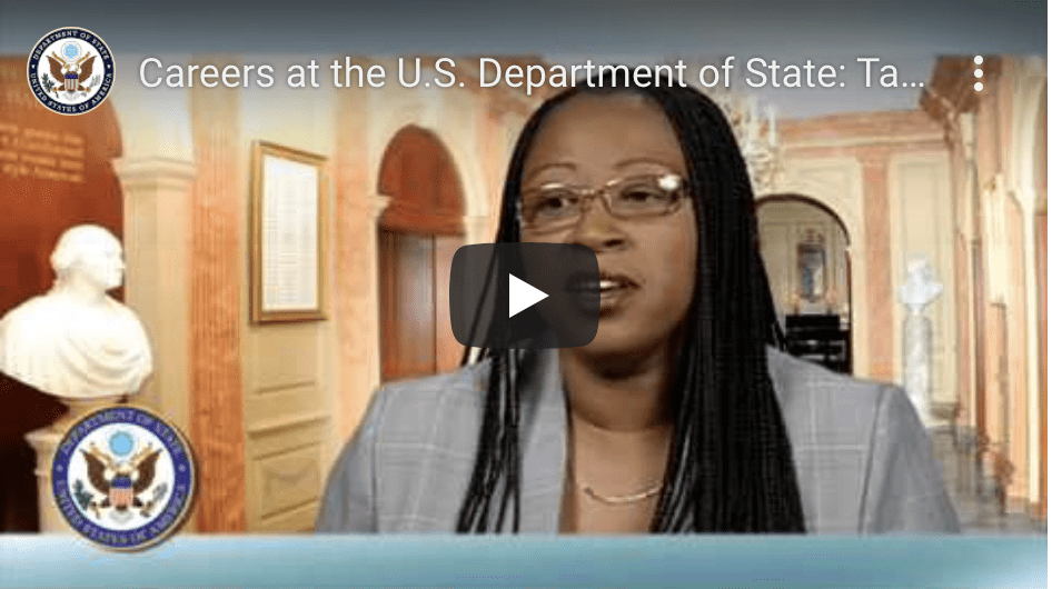 Screen Shot of video "Careers at the U.S. Department of State: Tangela."