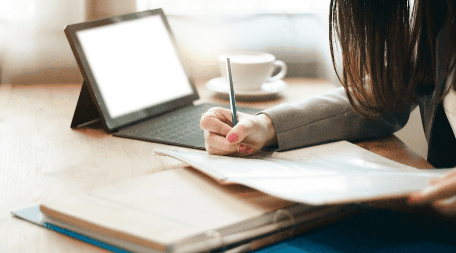 Student working on computer