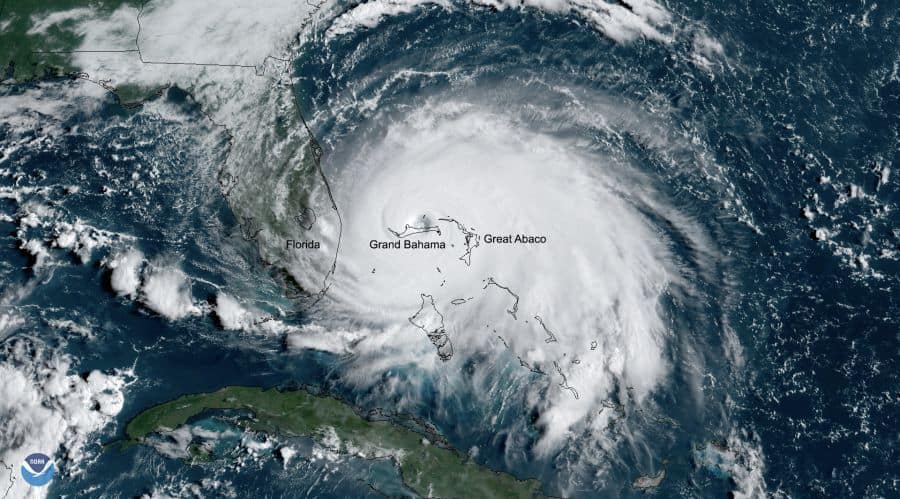 NOAA image of Hurricane Dorian over Bahamas Sept 2 2020